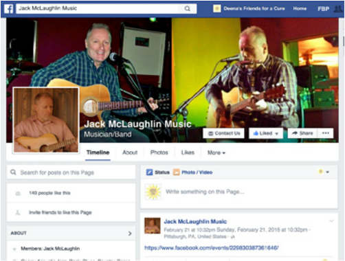 Jack McLaughlin Music Facebook Fan Page
