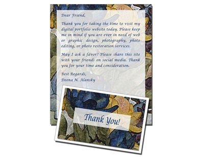 "Thank You" greeting card with matching stationery.