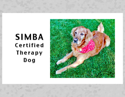 Business card for Certified Therapy Dog, Simba.